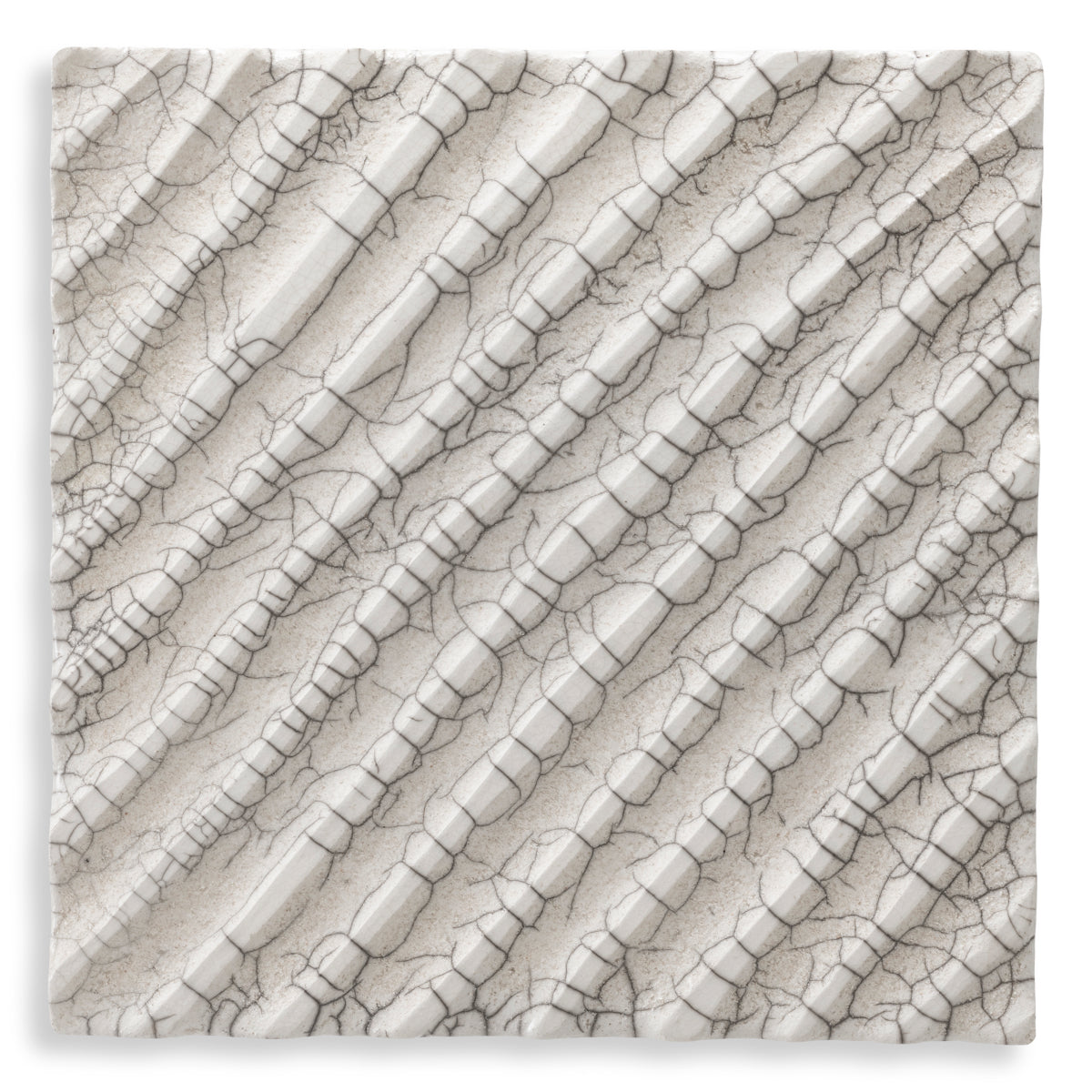 Wall Decoration Division diagonal raku ceramic crackled white