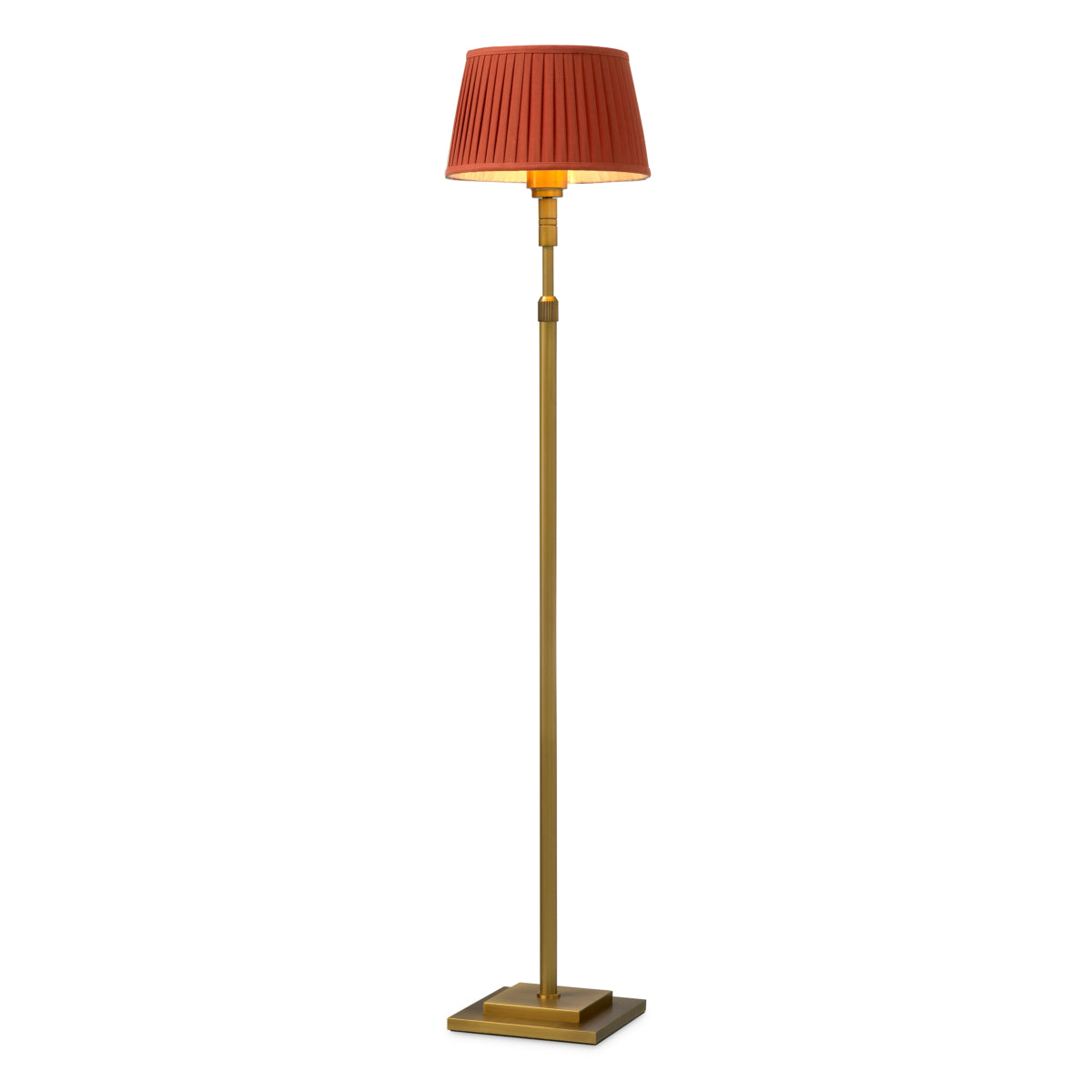 Floor Lamp Tryon antique brass finish incl orange pleated shade