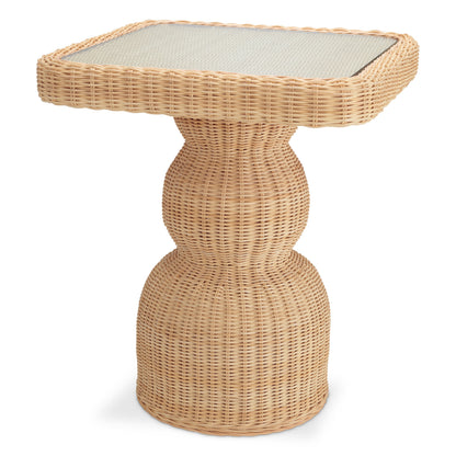 Side Table Tiago natural rattan incl glass top