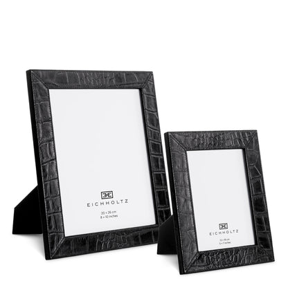 Picture Frame Scaleo croco embossed black leather set of 2