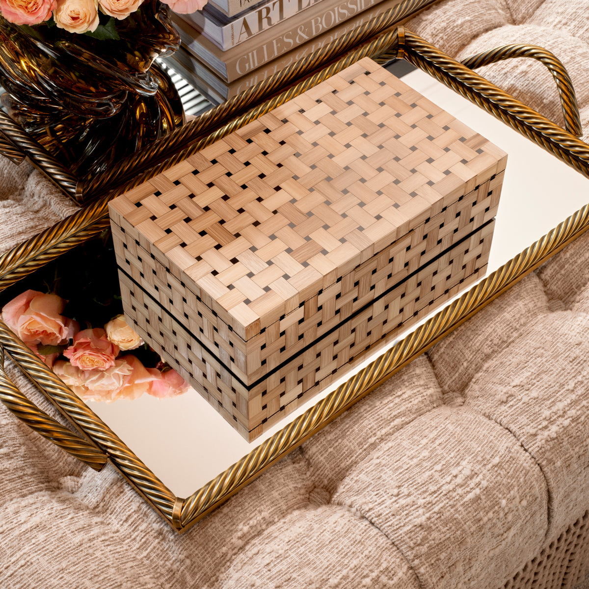 Box Girona straw marquetry