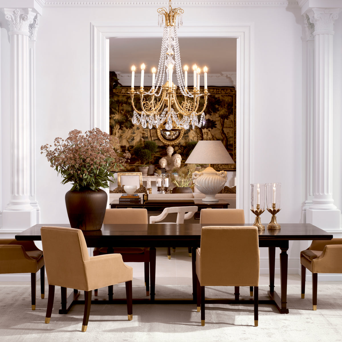 Chandelier Duvaux antique gold finish