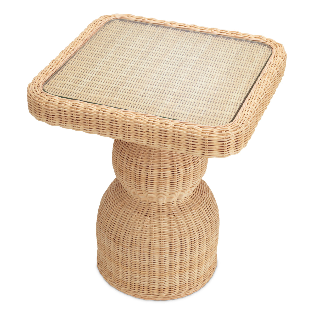 Side Table Tiago natural rattan incl glass top