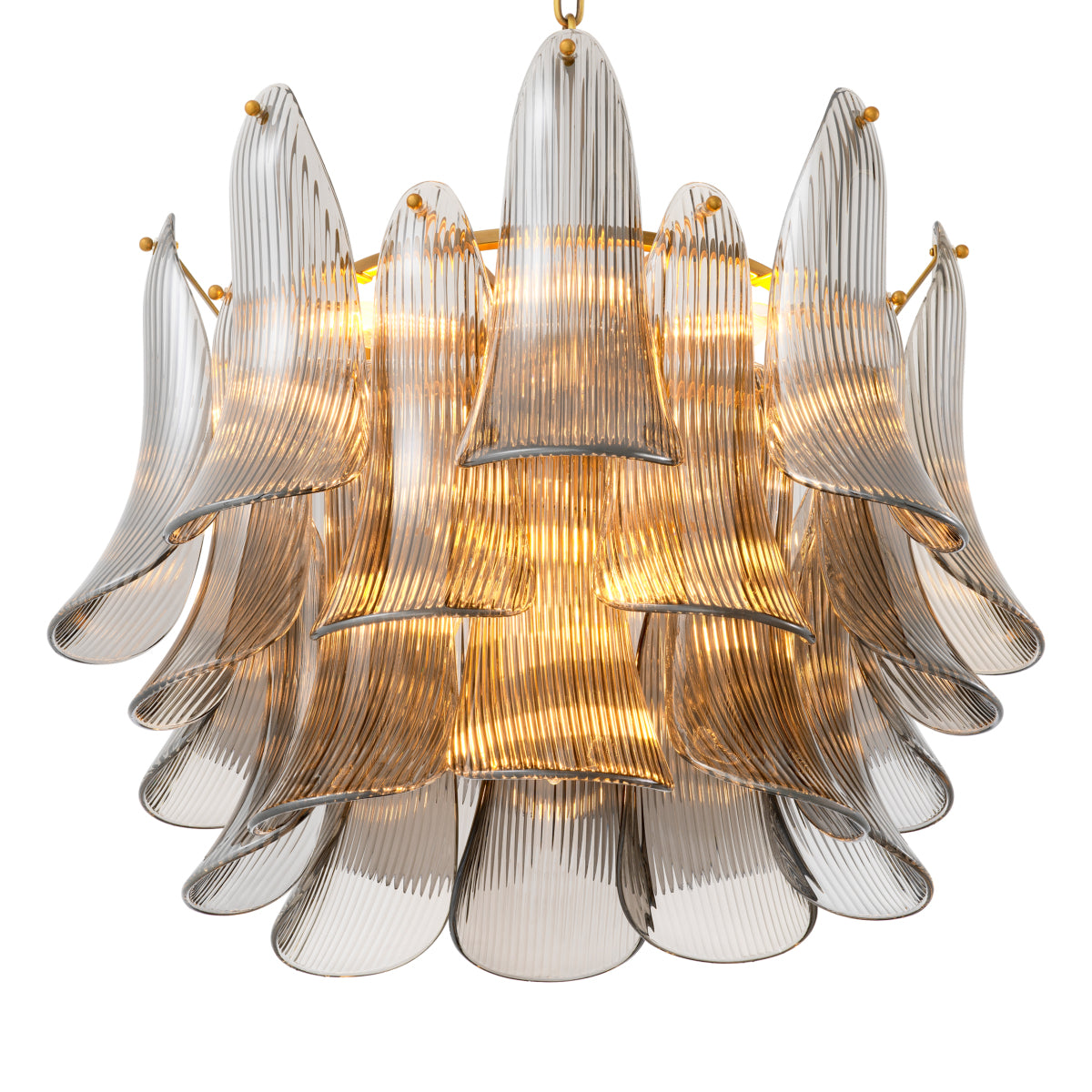 Chandelier Amun brushed brass finish smoke glass